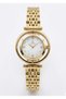 Women's Gold Silver Metal Cord Stone Detailed Wristwatch with 2 Years Warranty