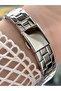 Women's Round Stone Dial Silver Metal Band Wristwatch - 3