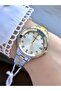Women's Watch Silver & Gold Metal Band White Stone Dial - 2