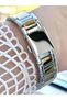 Rectangle Stone Green Dial Gold & Silver Metal Cord Women Wrist Watch - 3