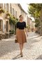 Apsen Women's Tan Seasonal Segmented Flared Midi Skirt 1896-63 - 3