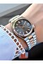 Black Dial Two Color Metal Band Unisex Wrist Watch with Calendar