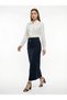Apsen Women's Navy Blue Seasonal Long Pencil Skirt with Bow Detail 2108-95 - 4