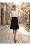 Apsen Women's Black Seasonal Pieced Flared Midi Skirt 1896-63 - 4