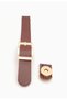 18X2 cm Red Brown Color Real Leather Buckle Bag Cover with Light Gold Metal - 2