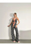 Halter Neck Strap Patterned Jumpsuit