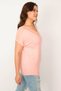 Women's Plus Size Salmon, Tulle Detail on Collar and Sleeves, V-Neck Viscose Blouse 65N39052 - 4