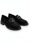 Women's Black Suede Buckle Loafer Daily Comfortable Sole Moccasin Shoes - 2