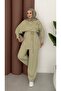 Buckle Detailed Women's Top and Bottom Mina Set Green - 3