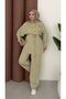 Buckle Detailed Women's Top and Bottom Mina Set Green - 5