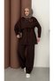 Buckle Detailed Women's Top and Bottom Mina Set Brown - 3