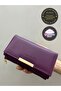 Plum Soft Leather Women's Wallet Handbag with Gold Detail