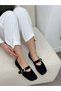 Black Suede (Silva) Rubber Buckle Detail Women's Ballerinas - 2
