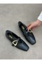Black Leather (Lovely) Heart Accessory Women's Ballerinas - 6