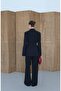 Women's Black Belted Lined Blazer Jacket Palazzo Pants Set - 6