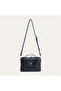 Women's Black Leather Look Buckle Shoulder Bag