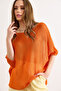 Women's Orange Boat Neck Bat Mercerized Knitwear Blouse Blz-19003277 - 4