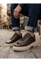 Ba0245 Brown Patent Leather Parachute Detailed Smart Rubber Laces High Beige Sole Casual Men's Shoes - 3