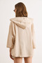Women's Beige Boho Accessory Pocket Hooded Washable 100% Cotton Thin Jacket Ckt-19000517 - 6