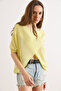 Women's Yellow Wrap-Front Mercerized Knitwear Blouse Blz-19003276 - 5