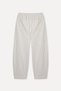 Women's Ecru Striped Comfort Fit Trousers with Elastic Waist - 5