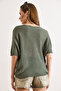 Women's Khaki Wrap-Front Mercerized Knitwear Blouse Blz-19003276 - 6
