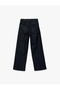 Regular Waist Ribbed Wide Leg Denim Trousers with Buttoned Pockets - Wide Leg Jeans - 4