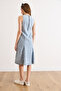 Women's Light Blue Back Zipper Detailed Midi Denim Dress Elb-19002612 - 6