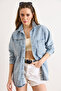 Women's Light Blue Double Pocket Snap Closure Denim Shirt Jacket Ckt-19000519 - 4
