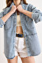 Women's Light Blue Double Pocket Snap Closure Denim Shirt Jacket Ckt-19000519 - 6