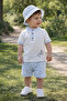 100% Cotton Buttoned Top and Shorts with Hat Summer Baby Boy-Child Set - 2