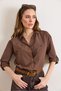 Women's Brown Blue Pocket Detailed Striped Woven Shirt Gml-19001424 - 3