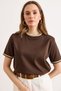 Women's Bitter Brown Hair Braided Detailed T-Shirt Tsh-19000969 - 4