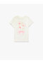 Stone Detailed Short Sleeve Crew Neck Floral Printed Cotton T-Shirt - 3
