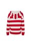 Women's Hooded Sweatshirt, Red Striped - 4