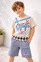 Boy's Short Sleeve Printed Shorts and T-Shirt Two-Piece Set