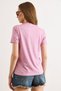Women's Pink Crew Neck Stretch Washed Cotton T-Shirt Tsh-19000972 - 6