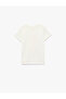 Stone Detailed Short Sleeve Crew Neck Floral Printed Cotton T-Shirt - 4