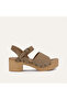 Women's Mink Color Suede Heeled Sandals - 2