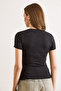 Women's Black V-Neck Slim Fit Cotton T-Shirt Tsh-19000971 - 6