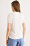 Women's White Flexible Crew Neck Soft Touch Knitted Viscose T-Shirt Tsh-19000970 - 6