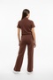 Girl's 2-Piece Set: Stand Collar Half-Zip Short Sleeve Embroidered T-Shirt & Elastic Waist Loose Pants - 4