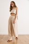 Women's Stone Boho Elastic Waist Button Detailed Washed 100% Cotton Skirt Etk-19000412 - 4