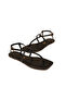 Women's Square Toe Black Stylish Daily Cross-Flip Flop Sandals - 3