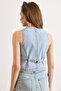 Women's Light Blue Fleto Pocket Denim Vest Ylk-19000097 - 6