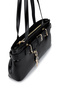 Women's Faux Leather Black Shoulder Bag - 5
