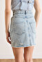 Women's Light Blue Pocketed Laser Ripped Mini Denim Skirt Etk-19000413 - 6