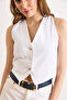 Women's White Fleto Pocket Denim Vest Ylk-19000097 - 5