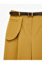 High Waist Pocket Detailed Belted Wide Leg Fabric Trousers - 7