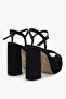Women's Eliva Black Satin Platform Heeled Shoes - 4